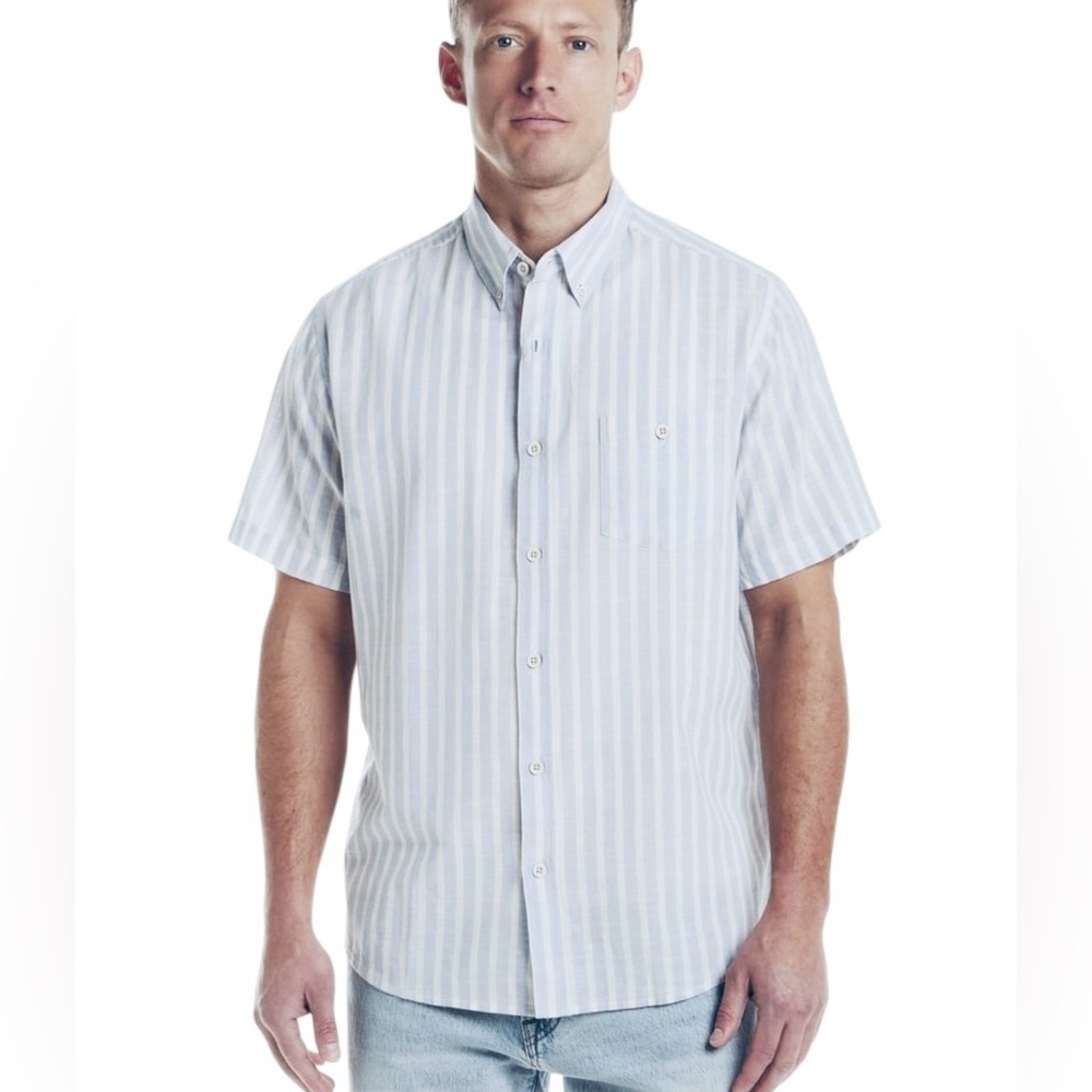 Frontier Threads Men's Striped Short Sleeve Buttondown Shirt- XL